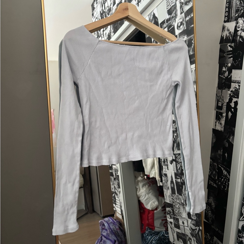 BRANDY MELVILLE BLUE OFF THE SHOULDER LONG SLEEVE
